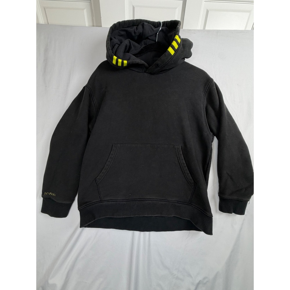 Adidas Ivy Park Hoodie XS Black Yellow Stripe Pullover Sweatshirt